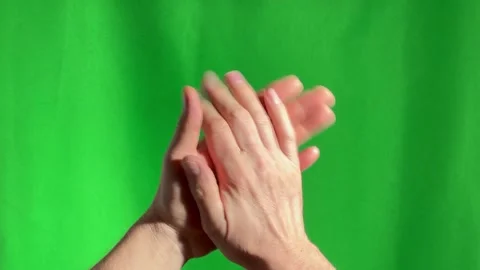 Applause, clapping. Hand gesture, sign. Close-up on chromakey green backgroun Stock Footage 330398817