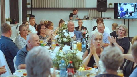 Applause of the guests at the banquet Stock Footage 254111871
