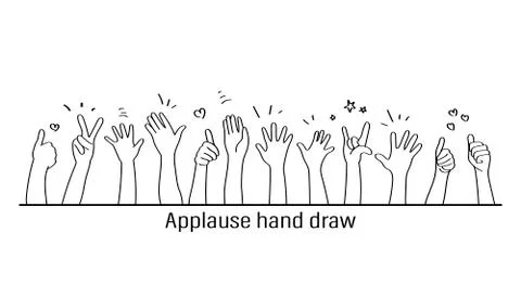 Applause hand draw, vector illustration on white background. Doodle Stock Illustration