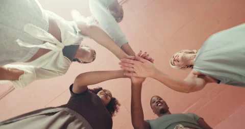 Applause, hand stack and huddle with women in studio together for health 動画素材 314372029