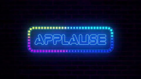 Applause Text Animation with Colorful Neon Frame, Retro Applause Neon Sign Vídeos de archivo 314754450