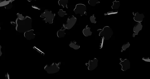 APPLE 3d black logo falling slow motion Video stock 101827673