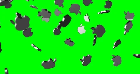 APPLE 3d silver logo falling slow motion Video stock 101828597