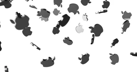 APPLE 3d silver logo falling slow motion Stock Footage 101829021