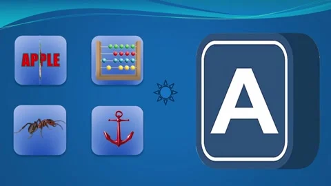 A for Apple, Abacus, Ant &amp; Anchor | Alphabet 4 Cards for Kids Stock Footage 311677236