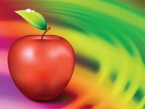 Apple on Abstract Liquid Wave Background Stock Illustration