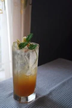 Apple Ade is Refreshment Made of Apple Juice and Soda with a Touch of Mint .. Stock Photos