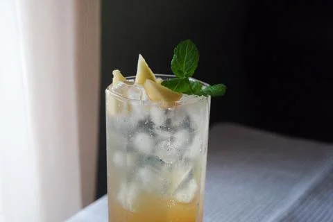 Apple Ade is Refreshment Made of Apple Juice and Soda with a Touch of Mint .. Stock Photos