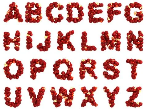 Apple alphabet on white background Stock Illustration
