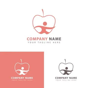 Apple and abstract figures icon logo Stock Illustration