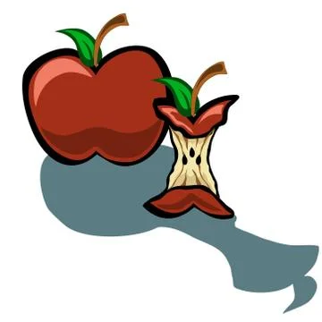 Apple and apple core Illustrazione stock