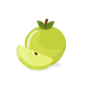 Apple and apple slice. Farm fruit concept Stock Illustration
