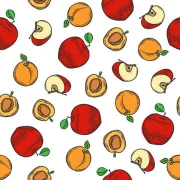 Apple and apricot pattern Stock Illustration
