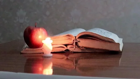 Apple and book Stock Footage 342215118