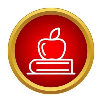 Apple and book icon symbolizing education and learning Stock Illustration