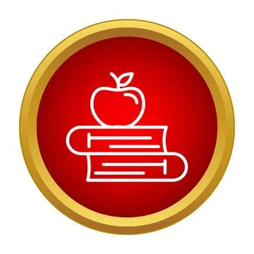 Apple and book stack indicating education and learning Stock Illustration