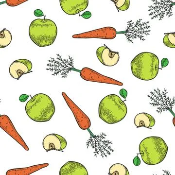 Apple and carrot pattern Stock Illustration