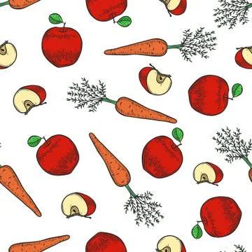 Apple and carrot pattern Stock Illustration