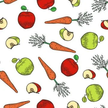Apple and carrot pattern Stock Illustration