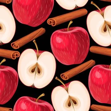 Apple and cinnamon seamless Stock Illustration