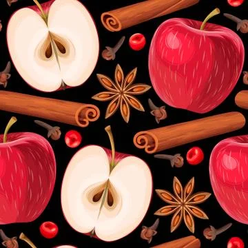 Apple and cinnamon seamless Stock Illustration