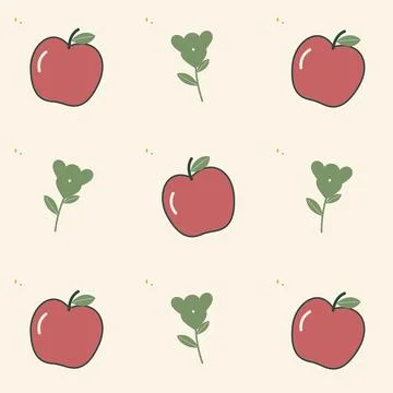 Apple and clover orchard seamless pattern. Periodic seamless square tile with Stock Illustration