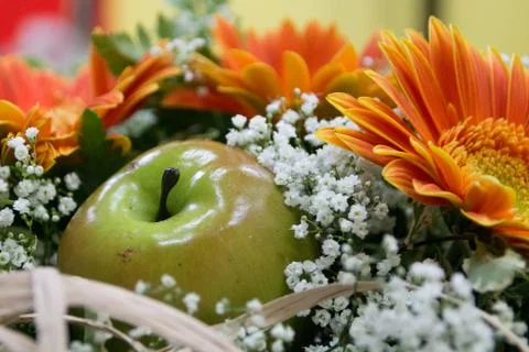 Apple and flowers Stock Photos