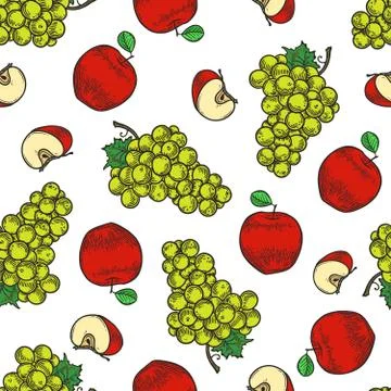 Apple and grape pattern Stock Illustration