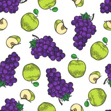 Apple and grape pattern Illustrazione stock