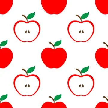 Apple and half red seamless pattern background Stock Illustration