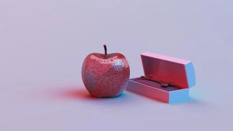 Apple and heart key in open box on surface 스톡 일러스트