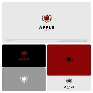 Apple and leaf wreath logo vector icon illustration Illustrazione stock