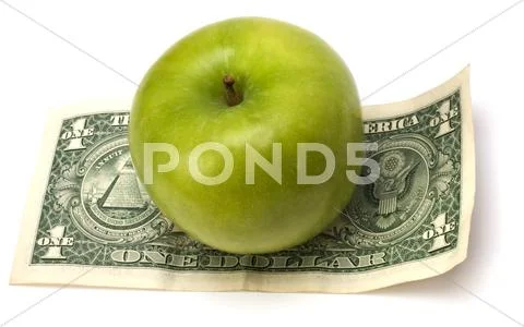 Apple and money isolated. health concept Stock Photos