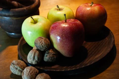 Apple and nuts Stock Photos