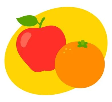 Apple and orange cartoon vector Illustration