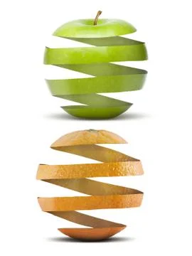 Apple and orange shape Stock Photos