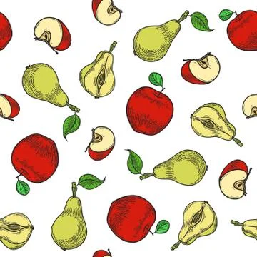 Apple and pear pattern Stock Illustration