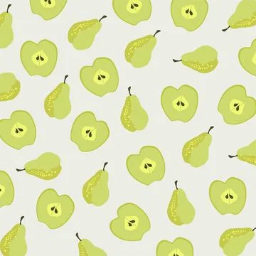 Apple and pear pattern on light background Stock Illustration