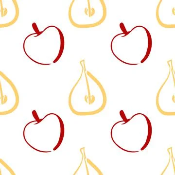 Apple and pear vector seamless pattern illustration Stock Illustration