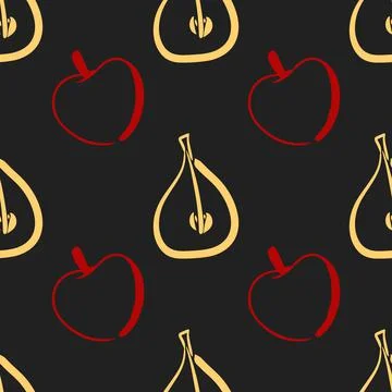 Apple and pear vector seamless pattern illustration Stock Illustration