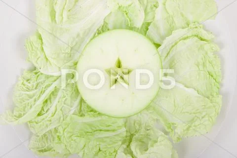 Apple and salad sheet Stock Photos