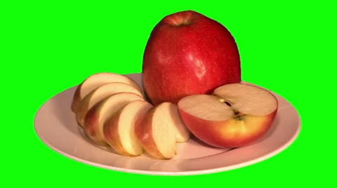 Apple and segments on plate Stock Footage 48123817