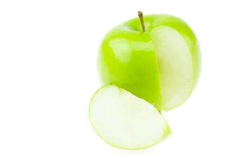 Apple and slice isolated on white Stock Photos