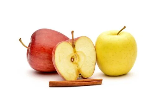 Apple and slice on a white background Stock Photos