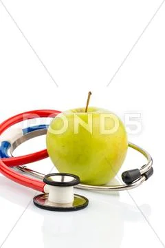 Apple and stethoscope Stock Photos