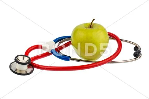 Apple and stethoscope Stock Photos