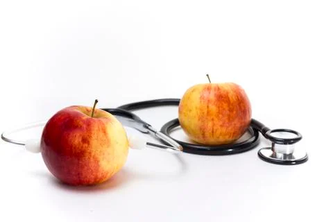 Apple and Stethoscope Stock Photos