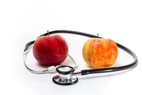 Apple and Stethoscope Stock Photos