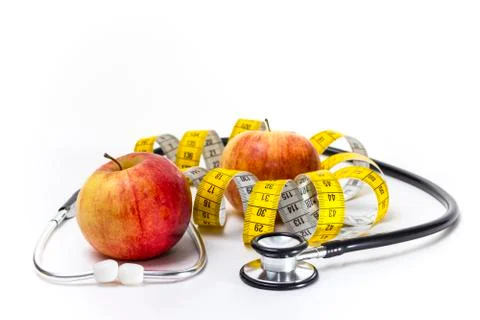 Apple and Stethoscope Stock Photos