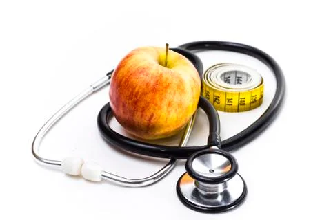 Apple and Stethoscope Stock Photos